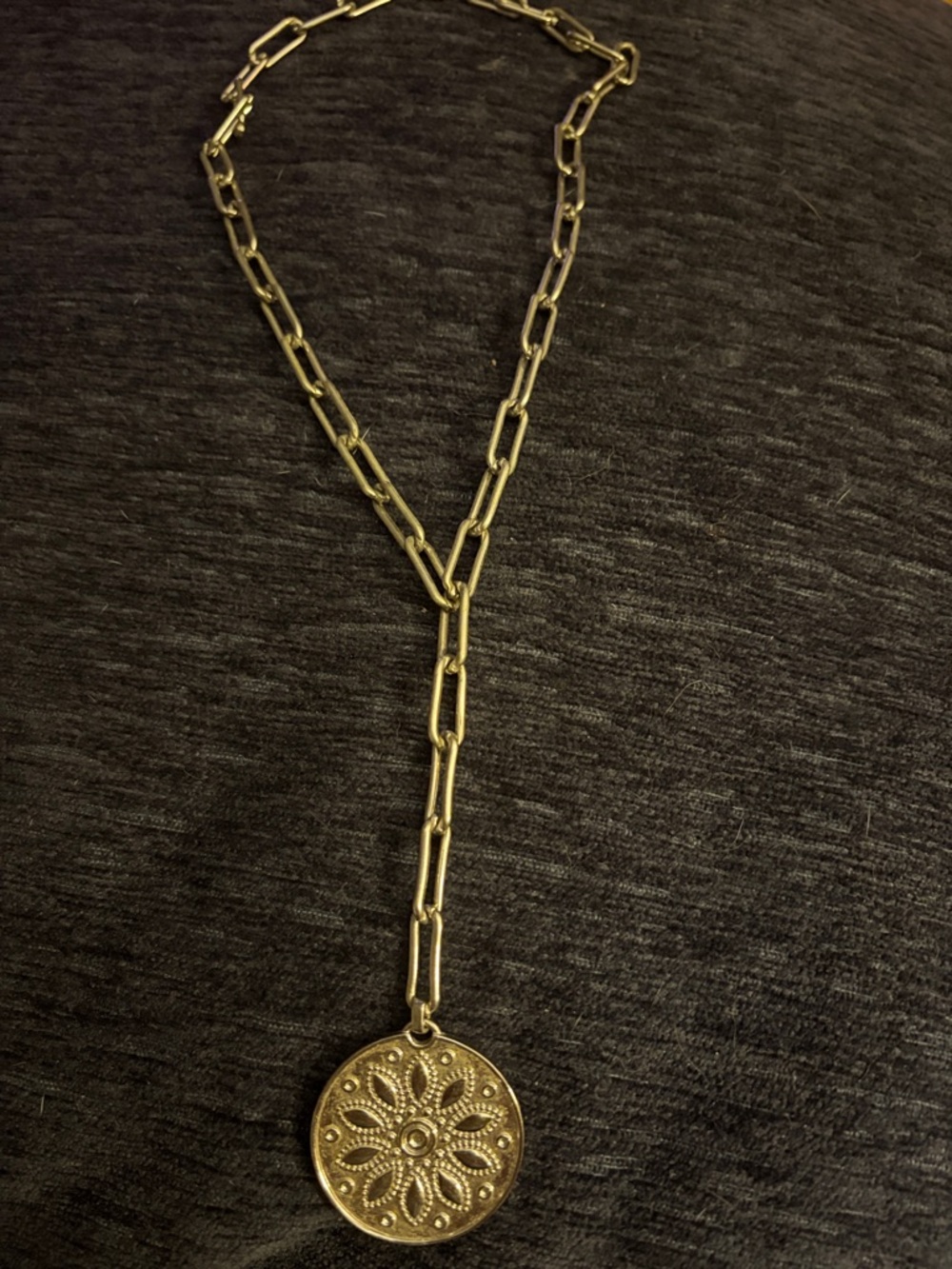 Silver Circular Pendant with paperclip chain by Uncommon James